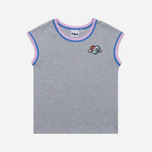 Fila Candy Crew Neck Sleeveless Girl's T-Shirts - Grey,NZ 937-36974